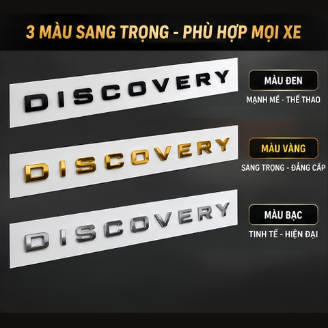 (KH) Chữ nổi 3D Discovery dán nắp capo màu