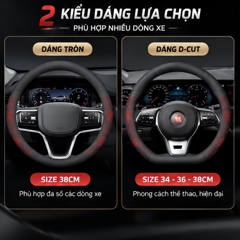 (KH) (BVL Mẫu 2) Bọc vô lăng ô tô da Nappa Tổ Ong cao cấp sang trọng thoáng khí - NP