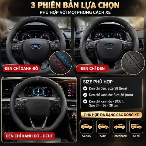 (KH) (BVL Mẫu 1) Bọc vô lăng ô tô da Nappa cao cấp sang trọng thoáng khí cầm chắc tay thiết kế phù hợp với các loại xe