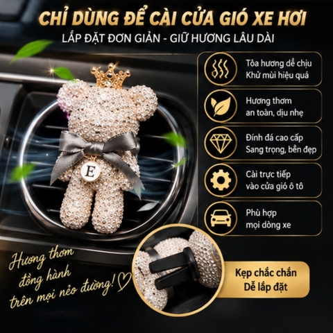 Sáp Thơm Cài Cửa Gió Gấu Popobe Đính Đá