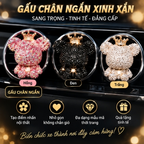 (KH) Gấu đính đá cài cửa gió (GCN Gấu chân ngắn)
