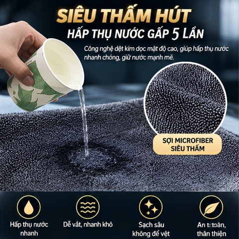 (KH) Khăn Lau Đa Năng Cao Cấp Superfine Fiber 600gms | Siêu Thấm – Không Xước