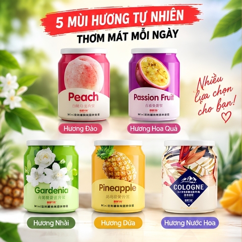 [5 Mùi Hương] Lon Sáp Thơm MiNi Triết Xuất Từ Hoa Quả Thiên Nhiên Cô Đặc Khử Mùi Chống Say xe Mang Lại Hương Thơm Dễ Chịu