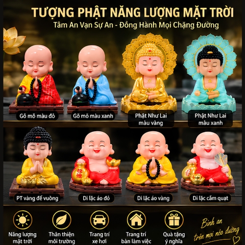 (KH) Tượng phật chú tiểu gõ mõ tụng kinh - Tượng GM05 gật đầu bằng NLMT