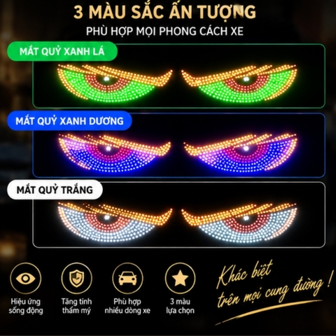 Bộ 2 Đèn LED USB cho hoạt hình mắt quỷ Hoàn hảo cho tầm nhìn kính chắn gió phía trước và phía sau