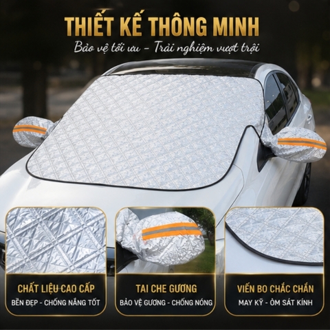 (KH) Bạt kính lái hút nam châm có tai che gương fom mới 2026