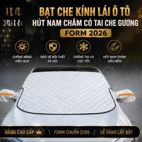 (KH) Bạt kính lái hút nam châm có tai che gương fom mới 2026