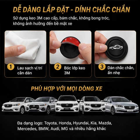 Nút giảm chấn logo hãng xe màu đen - NGC