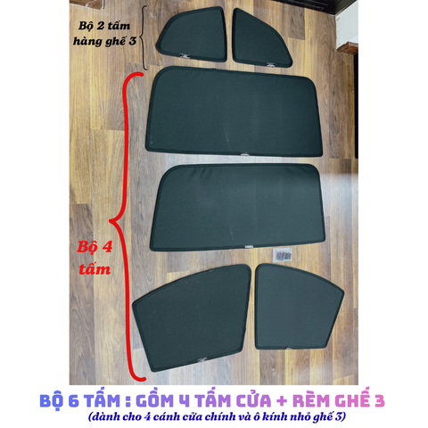 (6 Tấm) Combo Bộ 4 Tấm + Rèm Ghế Hàng 3 Rèm Nam Châm Xe Limo Green