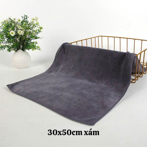 Khăn lau đa năng microfiber ko rụng lông nhiều màu 30x50cm