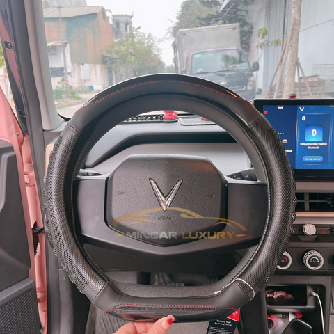 Bọc vô lăng Luxury Car vân carbon phối da nhiều màu size 38-47cm xe con xe tải - L25