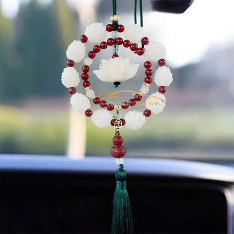Khánh 10S bông liên hoa và Phật Thích Ca gỗ Hoàng dương, khánh treo gương chiếu hậu oto, mang lại bình an may mắn