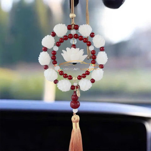 Khánh 10S bông liên hoa và Phật Thích Ca gỗ Hoàng dương, khánh treo gương chiếu hậu oto, mang lại bình an may mắn