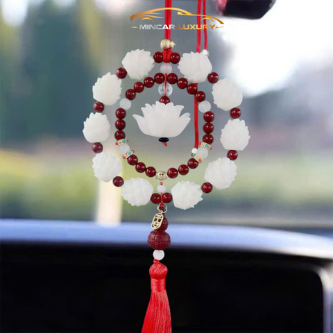 Khánh 10S bông liên hoa và Phật Thích Ca gỗ Hoàng dương, khánh treo gương chiếu hậu oto, mang lại bình an may mắn