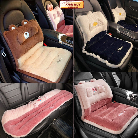 Gối tựa ô tô 2in1 đệm lót ghế ô tô Gấu Panda mềm mại nâng tầm nhìn hình gấu dễ thương