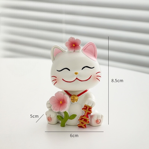 Gia đình mèo hoa đào trang trí taplo