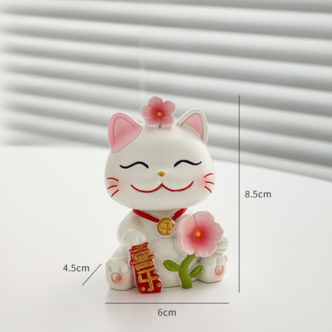 Gia đình mèo hoa đào trang trí taplo