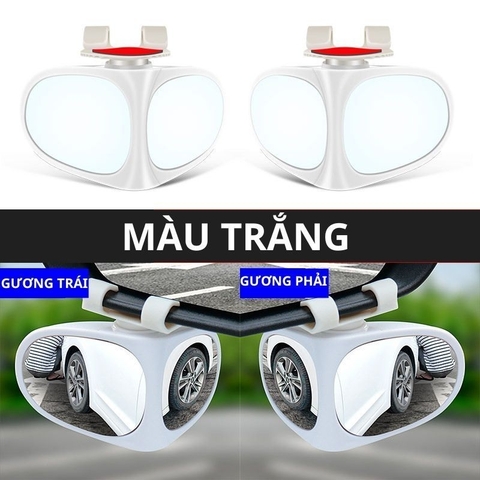 combo Gương Chiếu Điểm Mù Ô Tô bên lái+bên phụ trắng