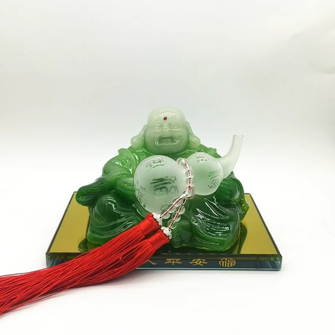 Tượng đá ngọc ông phật di lặc cầm quả hồ lô