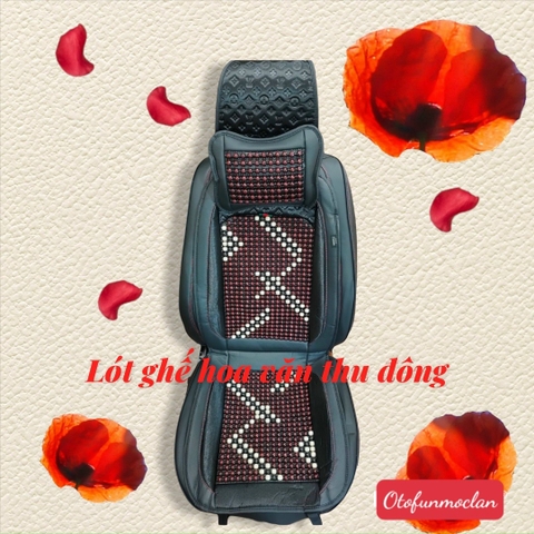 Combo 1 Lót ghế hoa văn chiphong Đen tặng gối hạt gỗ