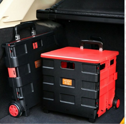 Thùng gấp gọn vali kéo 45L có bánh xe