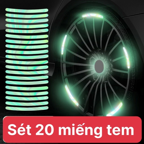 Set 20 miếng dán phản quang 7 màu sắc cầu vồng