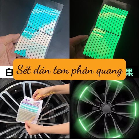 Set 20 miếng dán phản quang 7 màu sắc cầu vồng