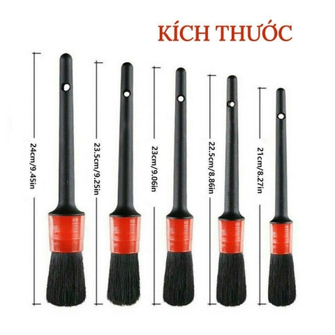 Bộ 5 món chổi cọ chuyên vệ sinh nội thất ô tô - đồ gỗ mỹ nghệ