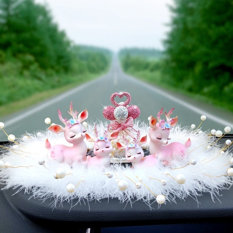 Sét 4 con hươu hồng trang trí taplo