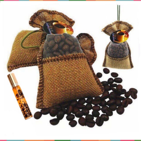 Túi thơm treo xe kèm tinh dầu hương Cafe Hazelnut Korea