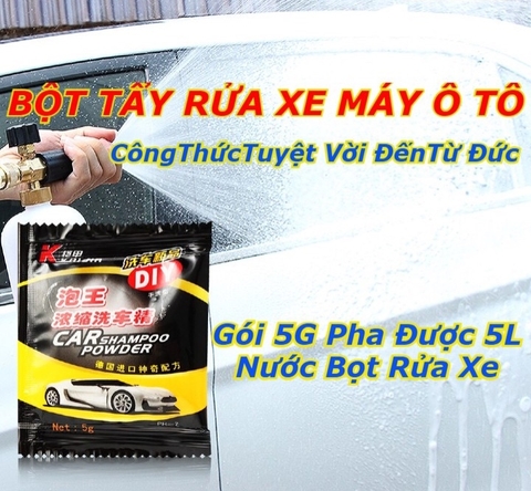 (DIY) Túi bột rửa xe ô tô không chạm Shampoo Powder 5gram pha với 5 lít nước