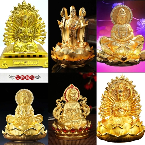(6 mã) Tượng phật mạ vàng Quan Âm