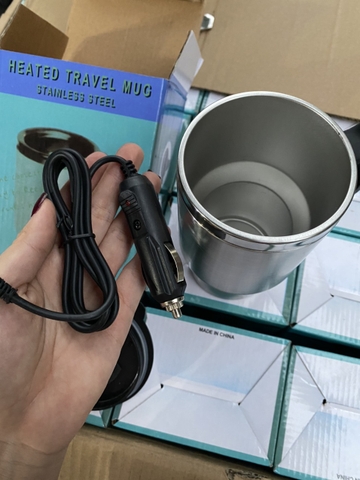 Cốc đun nước tiện lợi trên ô tô 12V - Heated travel mug - Đế liền 500ml hộp xanh