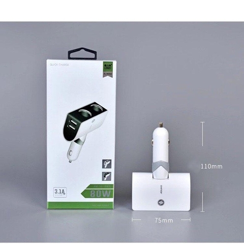 Tẩu Sạc Nhanh 2 Tẩu Và 2 Cổng USB Hàng Xịn Ailico AL-5003