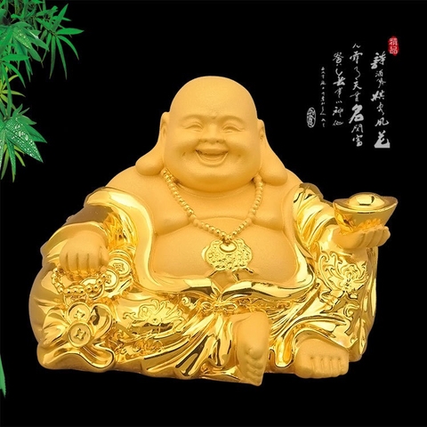 Tượng Phật Di Lặc Maitreya Mạ Vàng (12x10x8)