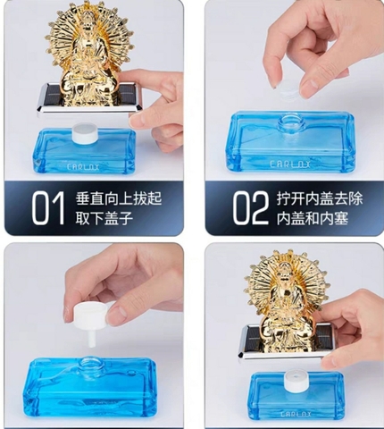 (50ml) Nước hoa ô tô CARLOX kiêm tượng phật Quan Thế Âm nghìn tay xoay 360 độ bằng năng lượng mặt trời