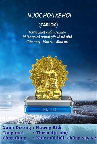 (50ml) Nước hoa ô tô CARLOX kiêm tượng phật Quan Thế Âm nghìn tay xoay 360 độ bằng năng lượng mặt trời
