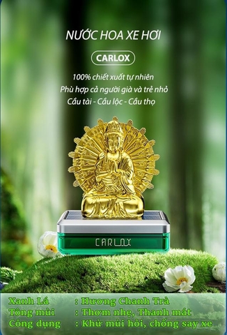 (50ml) Nước hoa ô tô CARLOX kiêm tượng phật Quan Thế Âm nghìn tay xoay 360 độ bằng năng lượng mặt trời