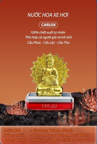 (50ml) Nước hoa ô tô CARLOX kiêm tượng phật Quan Thế Âm nghìn tay xoay 360 độ bằng năng lượng mặt trời