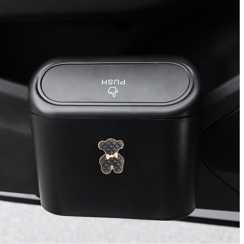 combo thùng đựng rác mini+gấu bearick đen