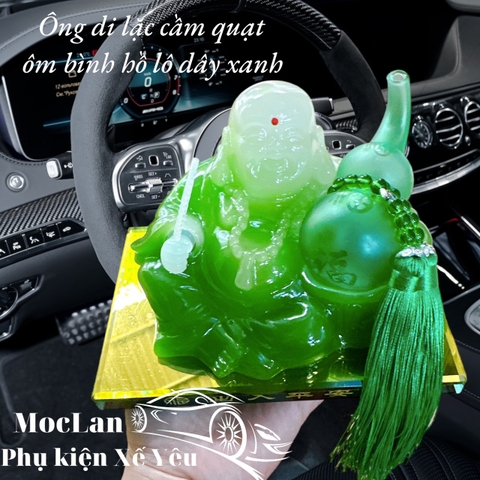 Tượng đá ngọc ông phật di lặc cầm quả hồ lô