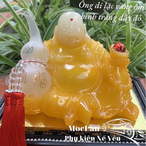 Tượng đá ngọc ông phật di lặc cầm quả hồ lô
