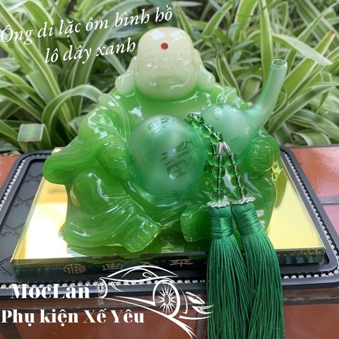 Tượng đá ngọc ông phật di lặc cầm quả hồ lô