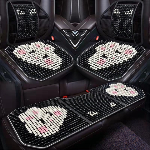 combo 3 mảnh lót ghế hoạt hình 2 ghế trước + 1 hàng sau - Thỏ đen
