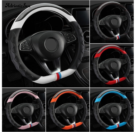 Bọc vô lăng vân carbon phối da nhiều màu - Luxury Car size 38cm - D cut D0638