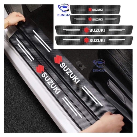 Sét 9 miếng vân carbon chống trầy xước bậc và cốp xe ( gồm 8 miếng bậc + 1 miếng cốp ) - NBC