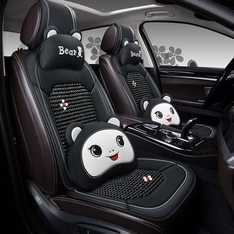 Combo 1 bộ lót ghế Bear hạt gỗ tặng gối cổ và lưng gấu