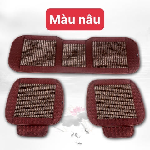 Combo 3 mảnh đệm ngồi bi gỗ 2 trước + 1 dải ghế sau Nâu