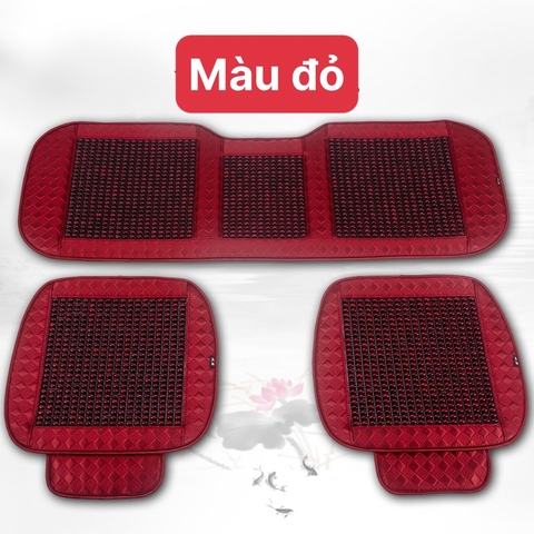Combo 3 mảnh đệm ngồi bi gỗ 2 trước + 1 dải ghế sau Đỏ