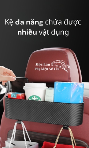 Khay ABS treo đồ sau ghế vân carbon